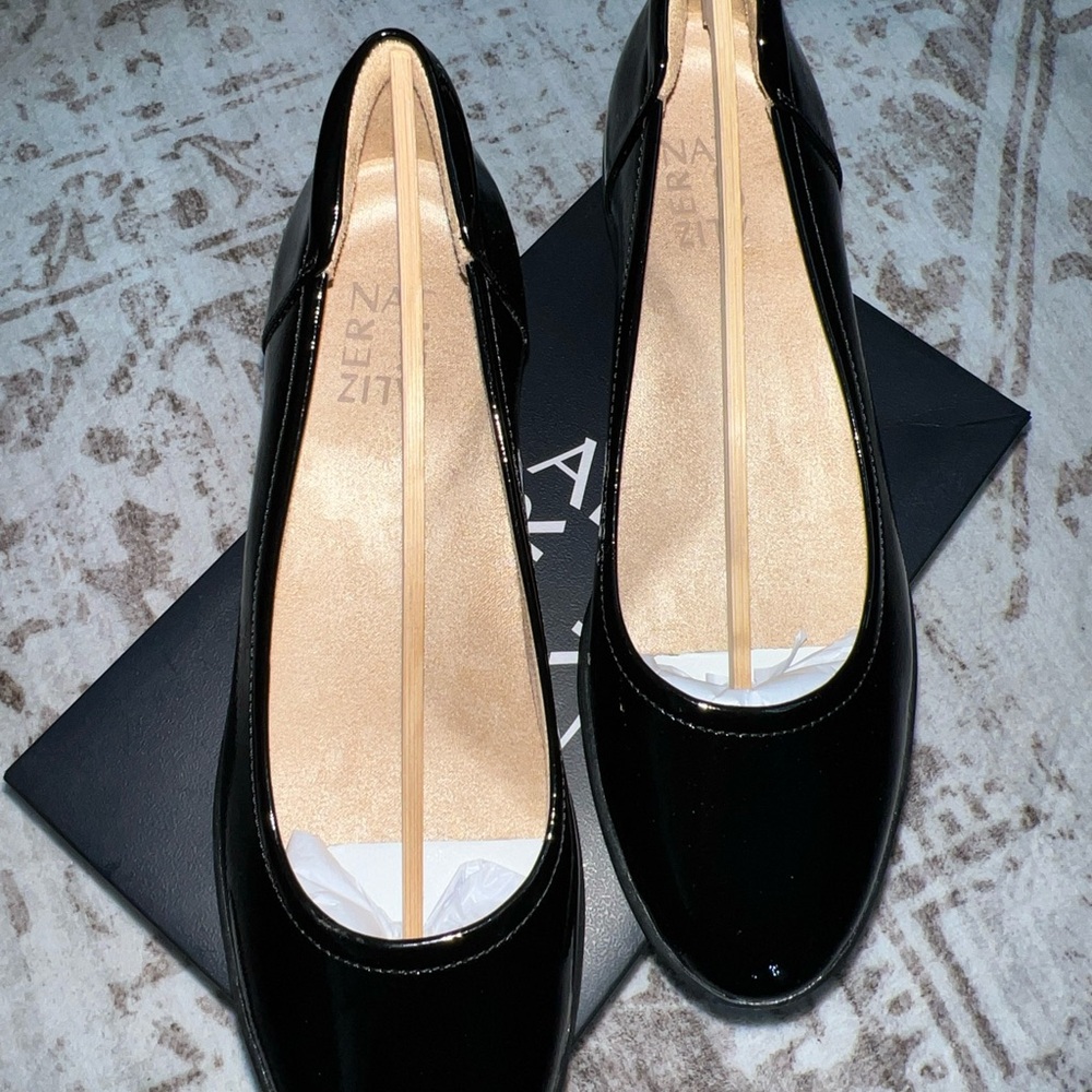 Naturalizer Black Patent Leather Sam Slip On Sneaker Wedge Comfort Women 8M